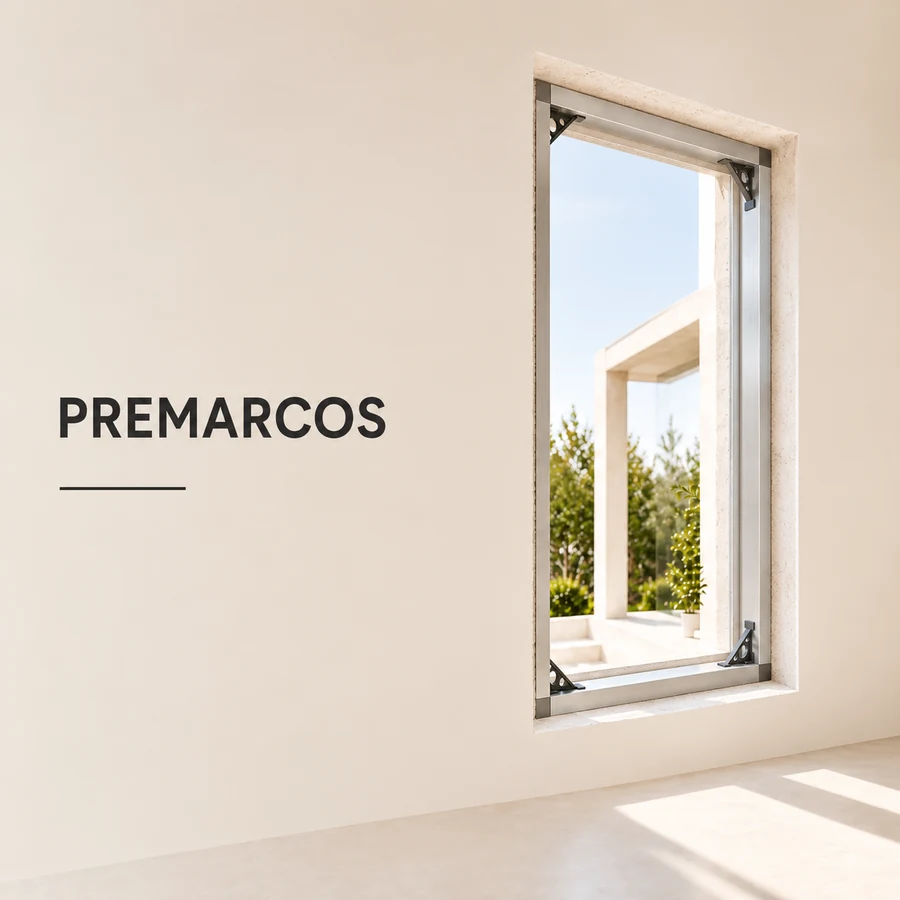 Premarco de aluminio GALCA instalado en un hueco de obra